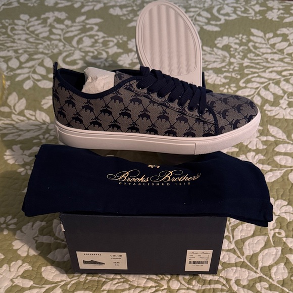 Brooks Brothers Blue Patterned Men's Sneakers - Picture 1 of 6